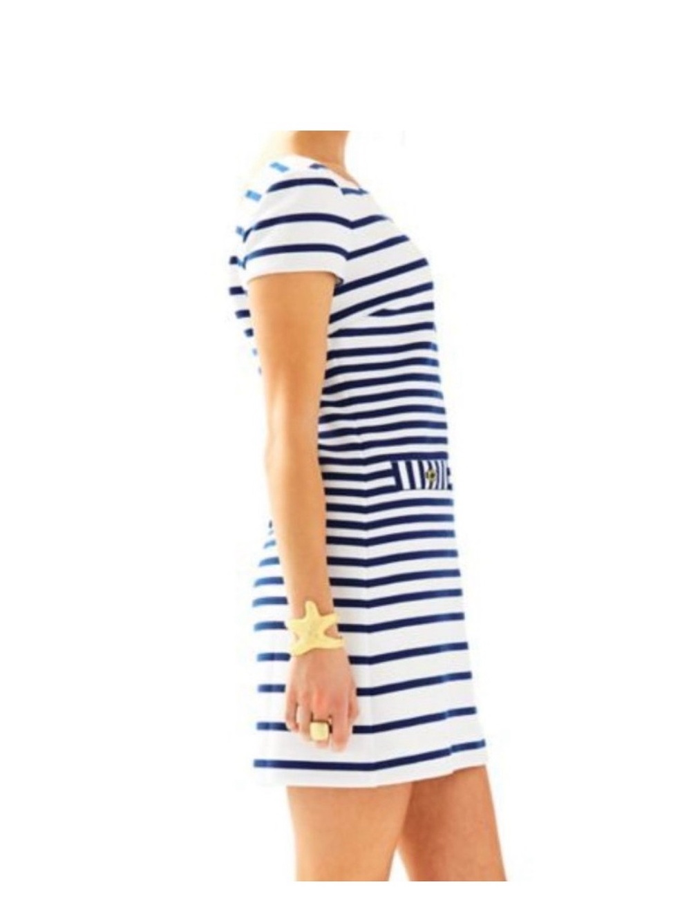 Lilly Pulitzer Blue White Striped Layton Shift Scoop Neck Short Dress XS - Picture 2 of 6